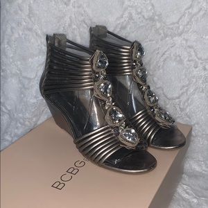 BCBGeneration Pewter Gladiator Style Sandals